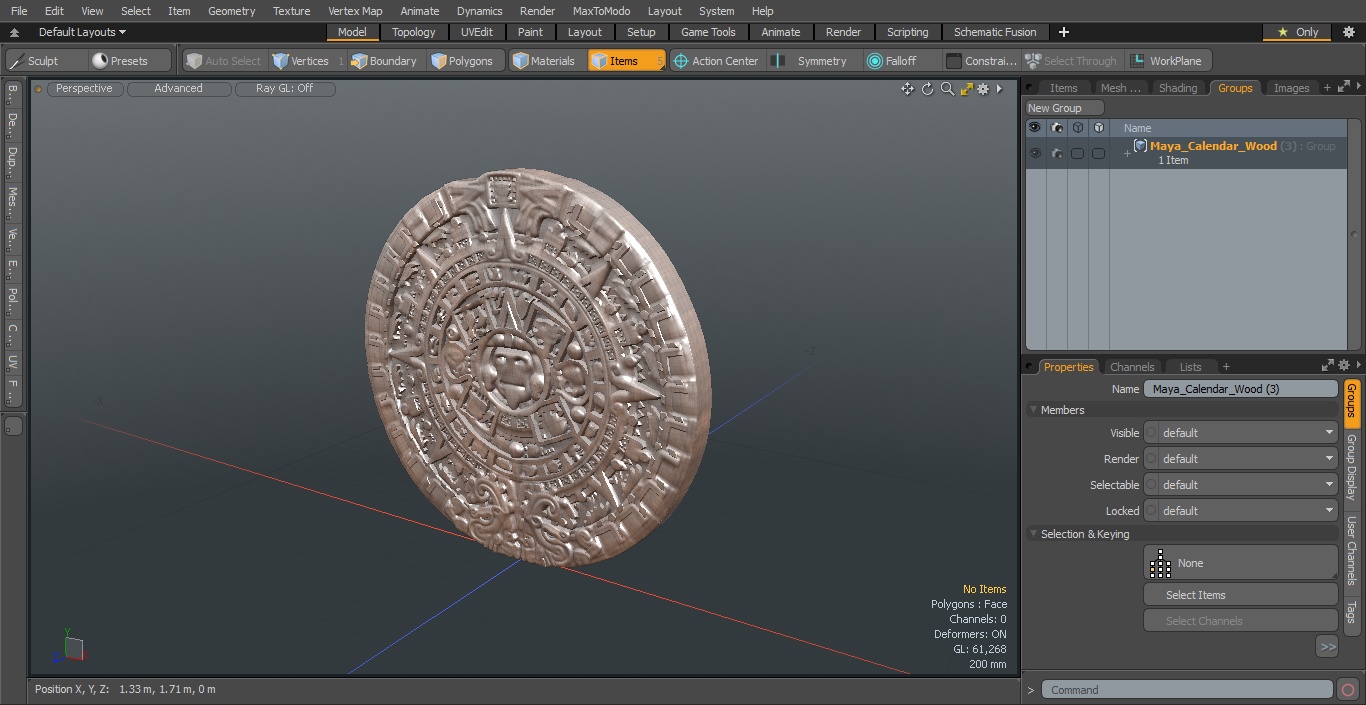 3D Maya Calendar Wood model