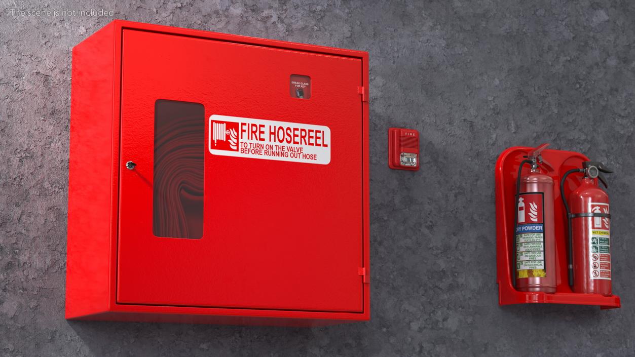 3D Fire Hose Cabinet Set