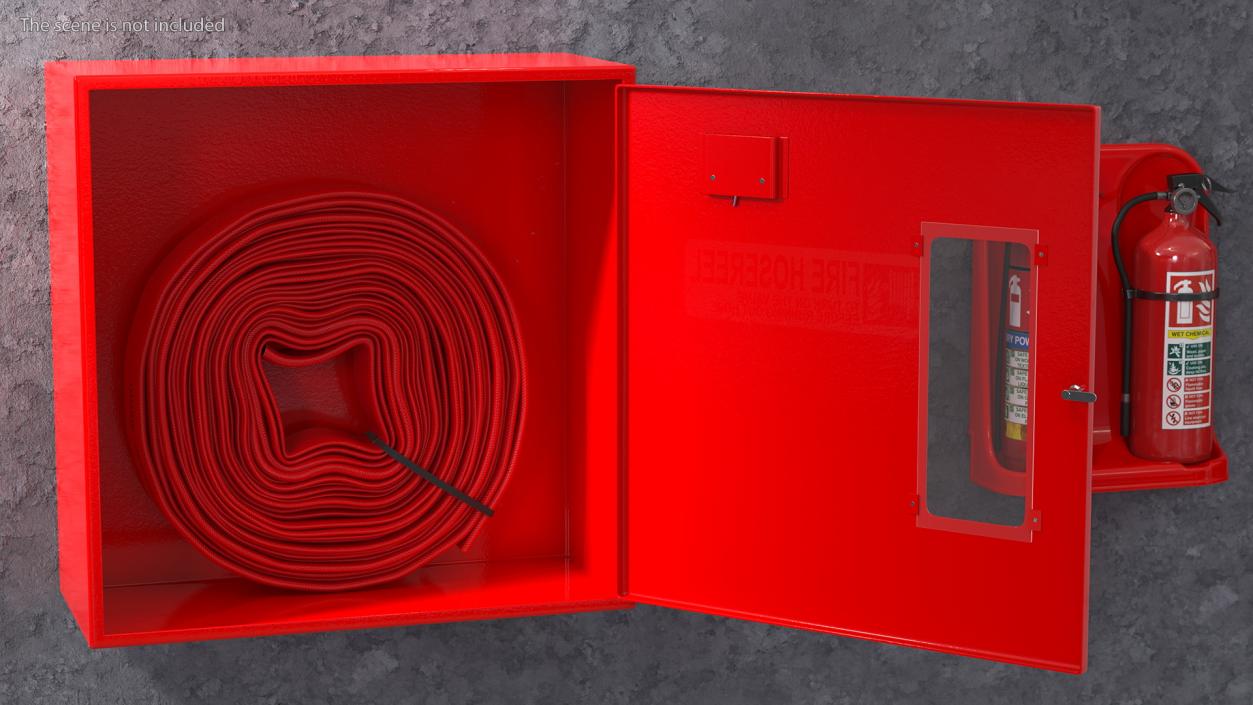 3D Fire Hose Cabinet Set