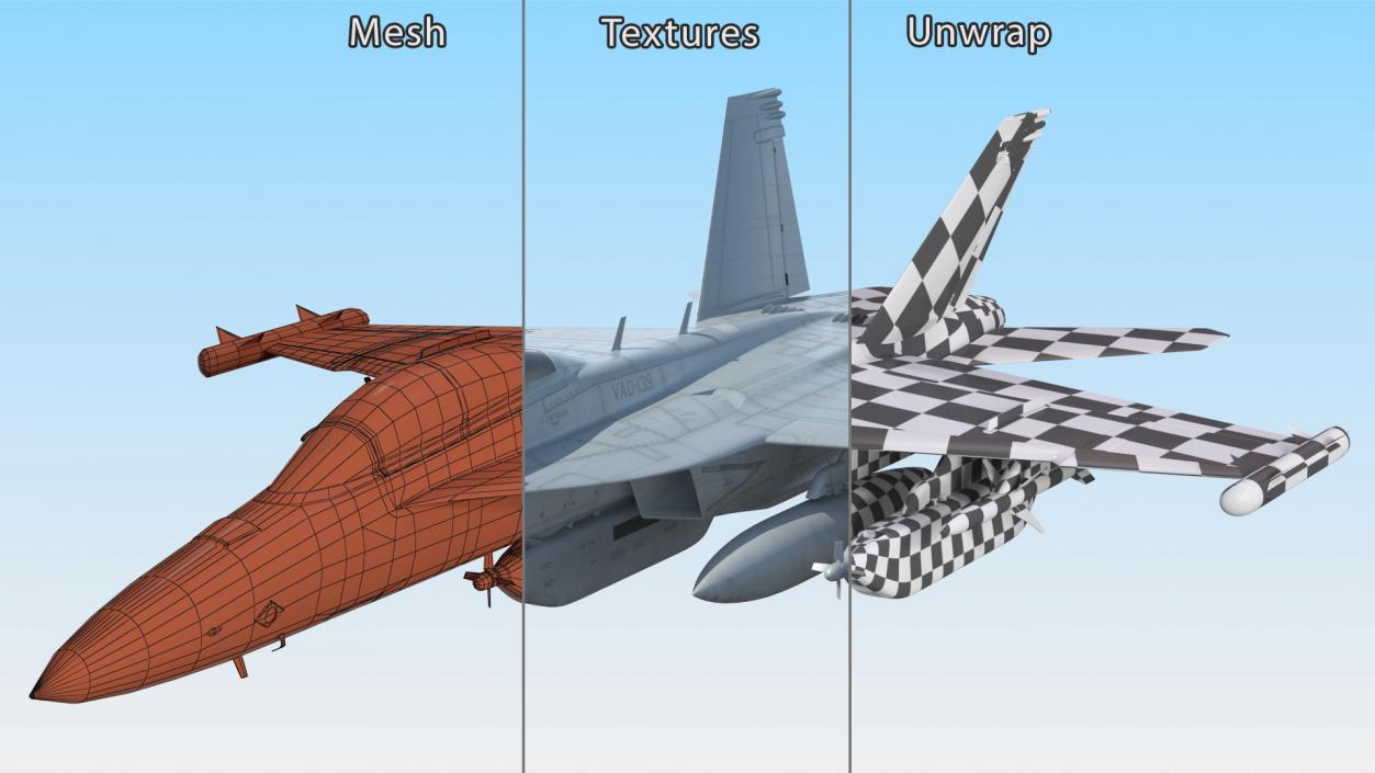 Boeing EA 18G Jet in Flight 3D