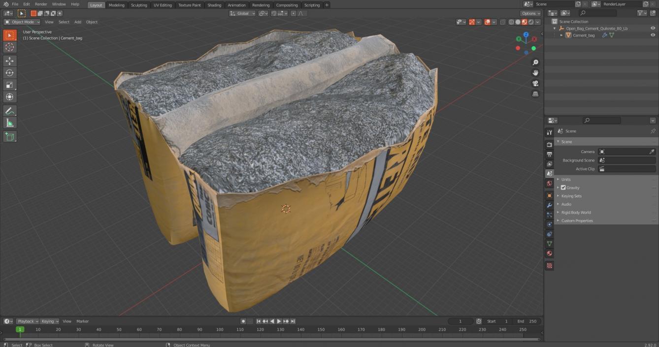 3D model Open Bag Cement Quikrete 80 Lb