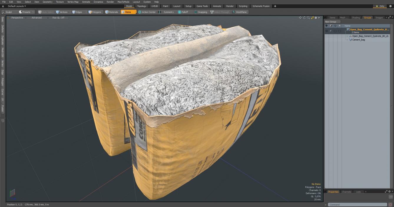 3D model Open Bag Cement Quikrete 80 Lb