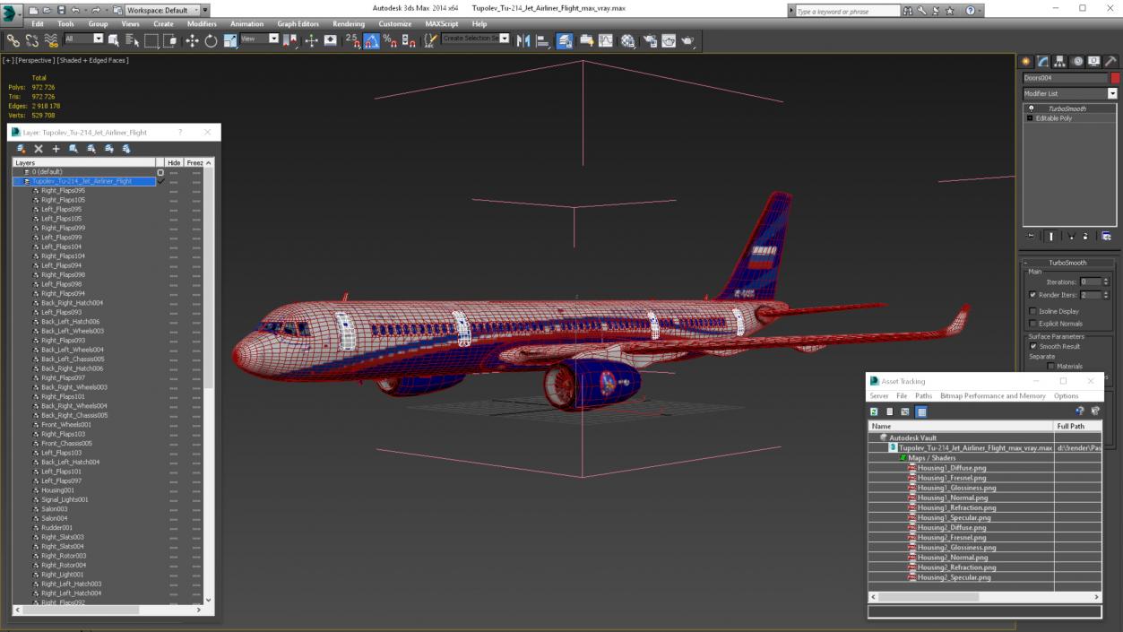 Tupolev Tu-214 Jet Airliner Flight 3D model