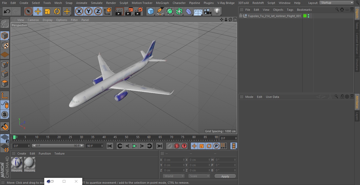 Tupolev Tu-214 Jet Airliner Flight 3D model