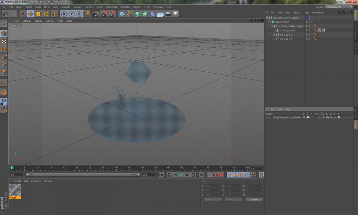 3D Ice Cube Water Splash