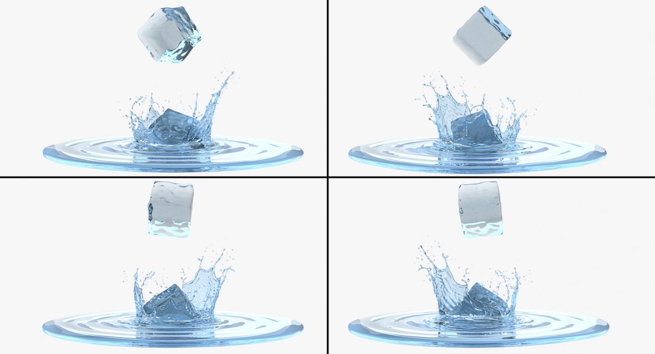 3D Ice Cube Water Splash