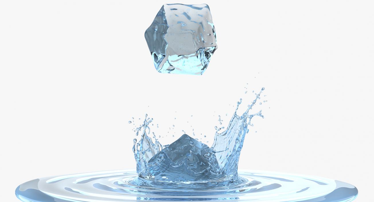 3D Ice Cube Water Splash