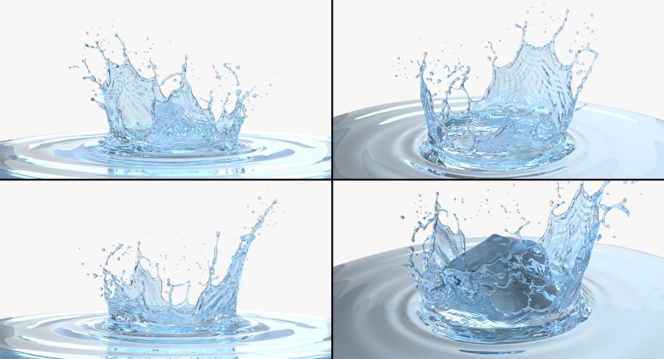 3D Ice Cube Water Splash