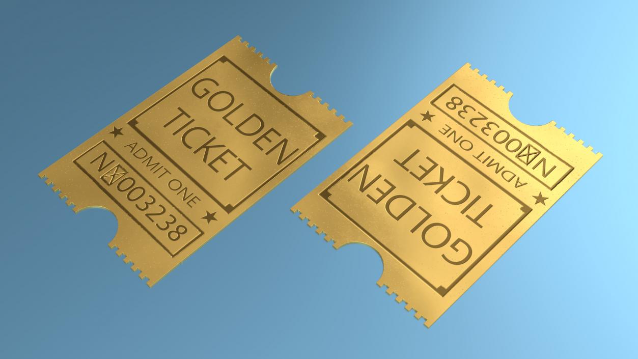 3D Golden Event Admission Ticket 2