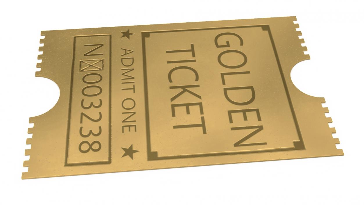 3D Golden Event Admission Ticket 2