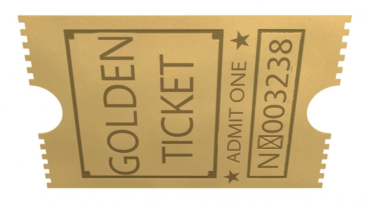 3D Golden Event Admission Ticket 2