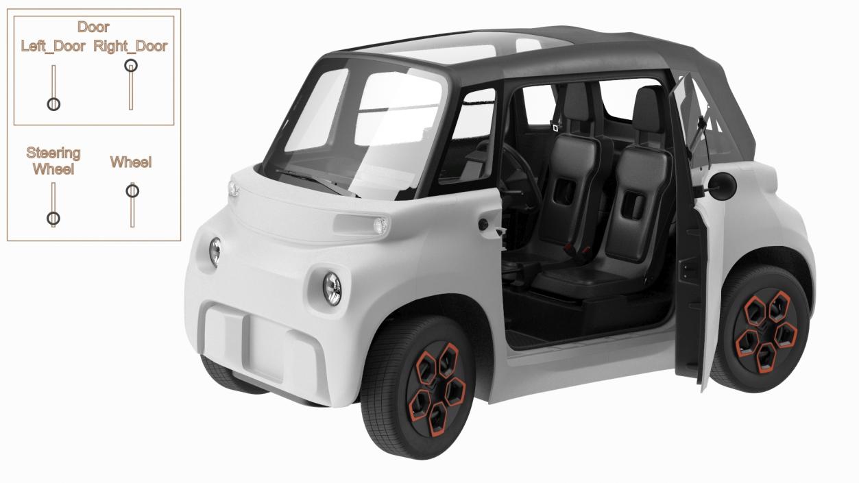 Small Electric Car Rigged for Cinema 4D 3D model