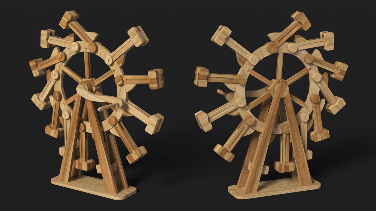 3D Classic Wooden Overbalanced Wheel model