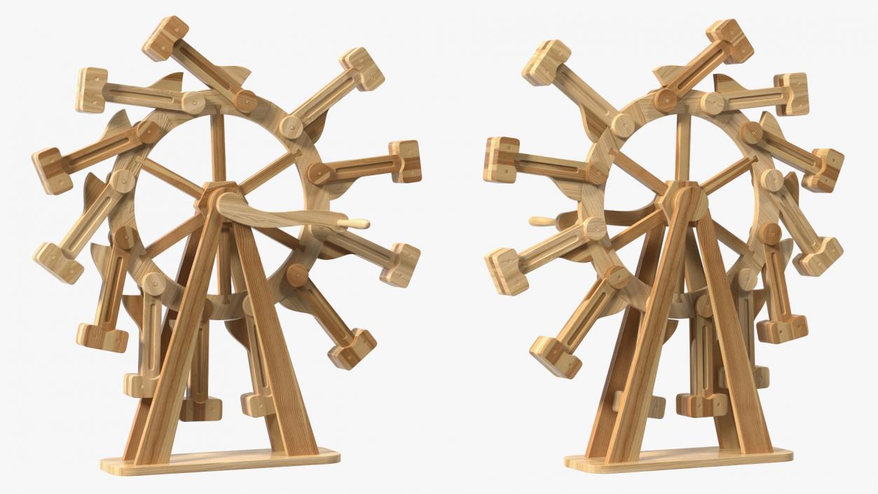 3D Classic Wooden Overbalanced Wheel model