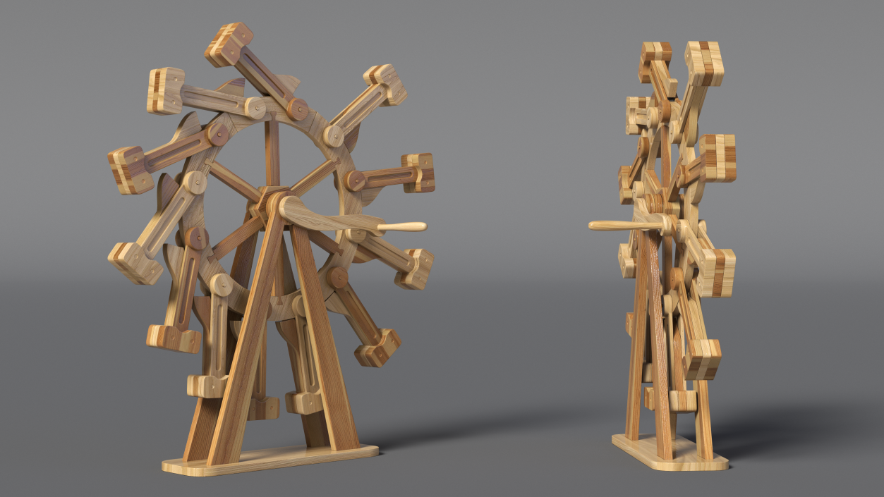 3D Classic Wooden Overbalanced Wheel model