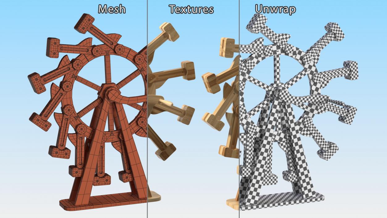 3D Classic Wooden Overbalanced Wheel model