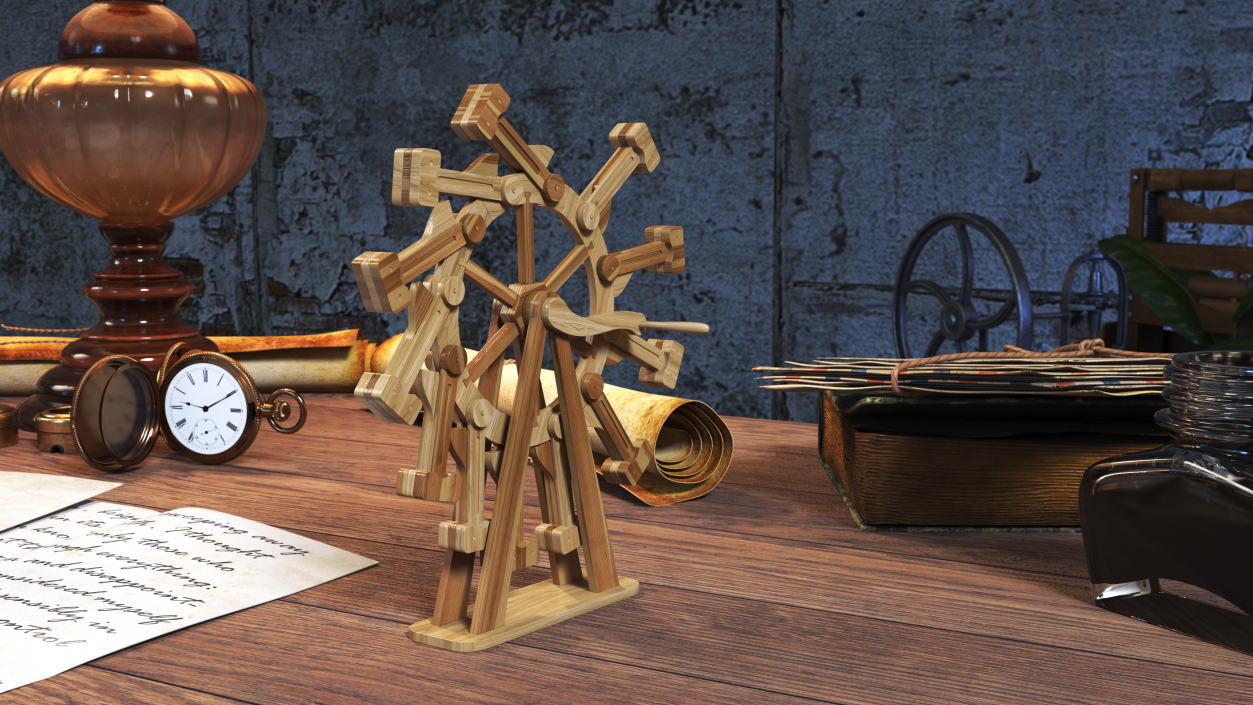 3D Classic Wooden Overbalanced Wheel model