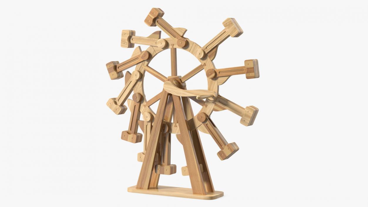 3D Classic Wooden Overbalanced Wheel model