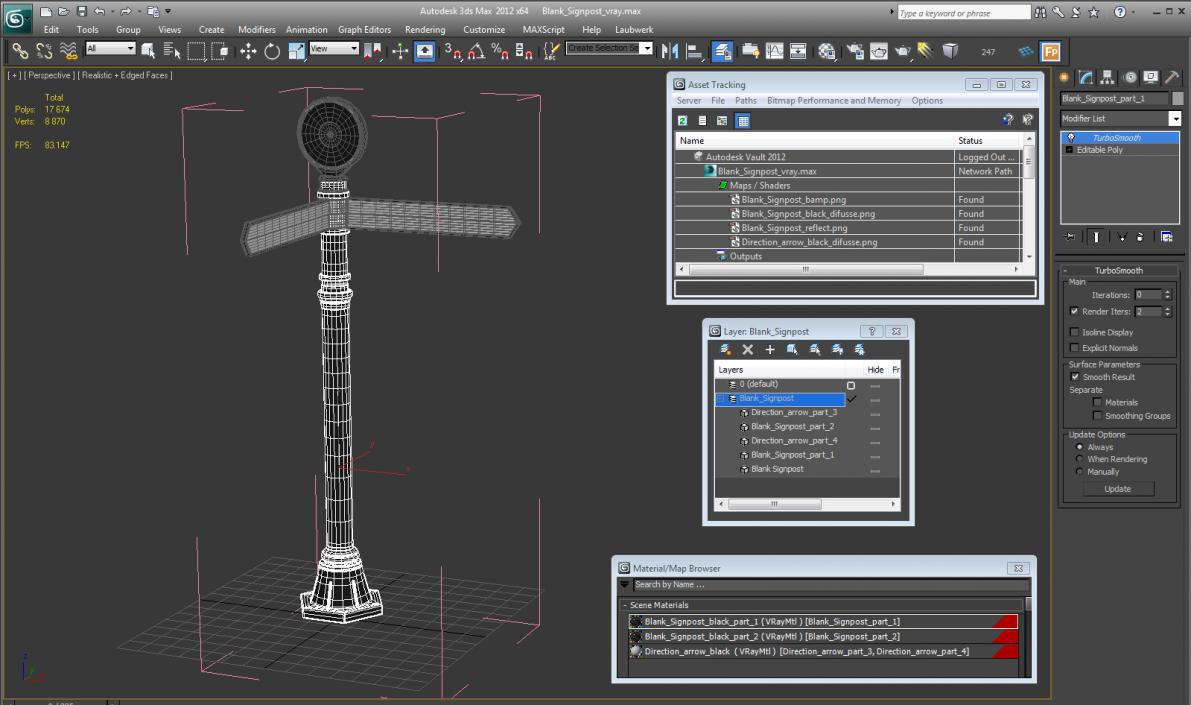 Blank Signpost 3D model