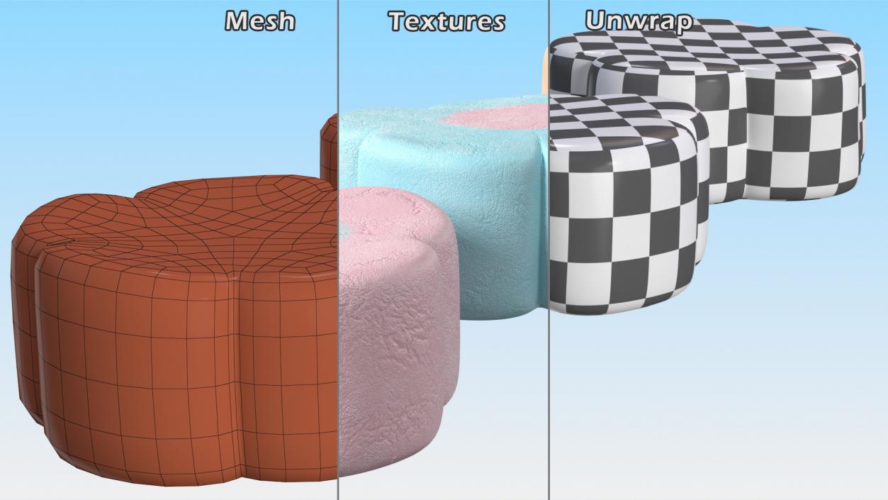 3D model Shaped Marshmallows Collection