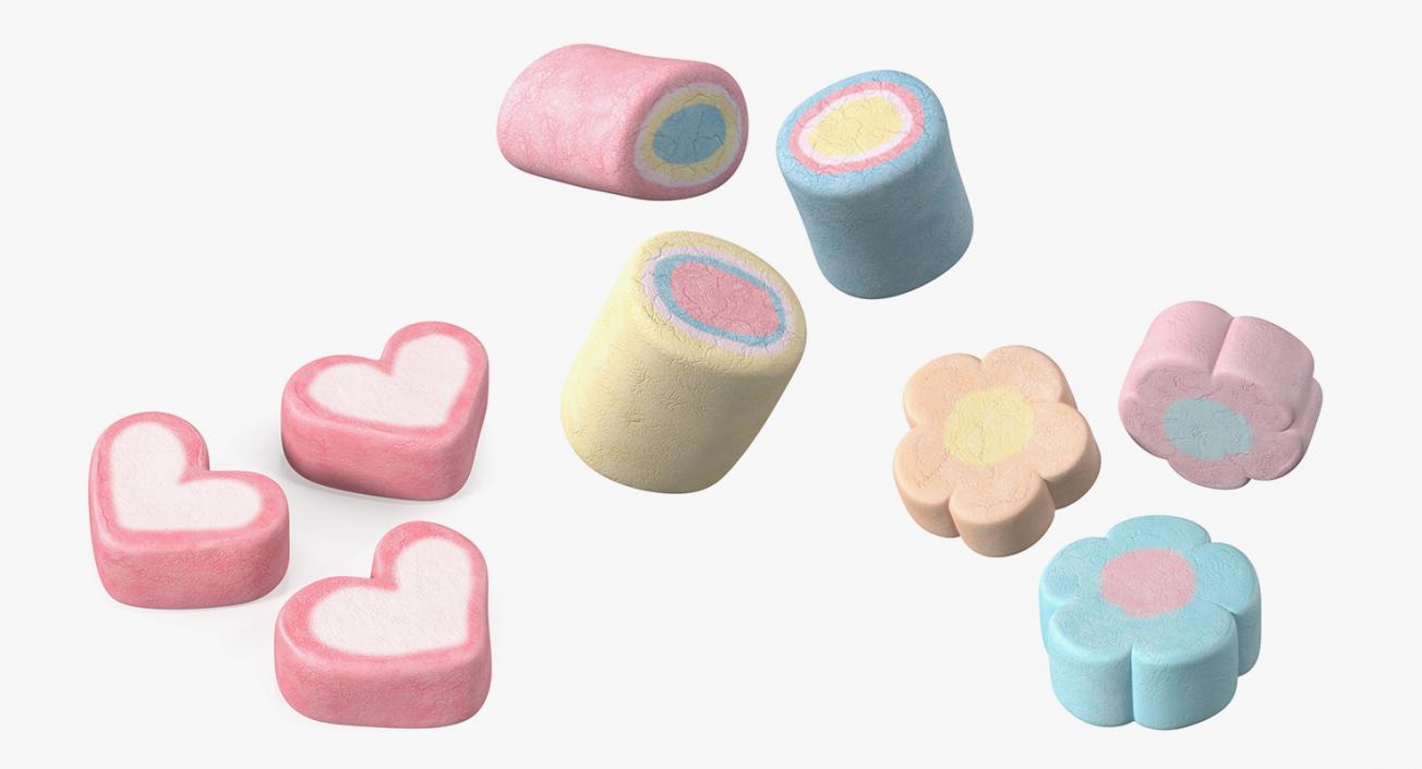 3D model Shaped Marshmallows Collection