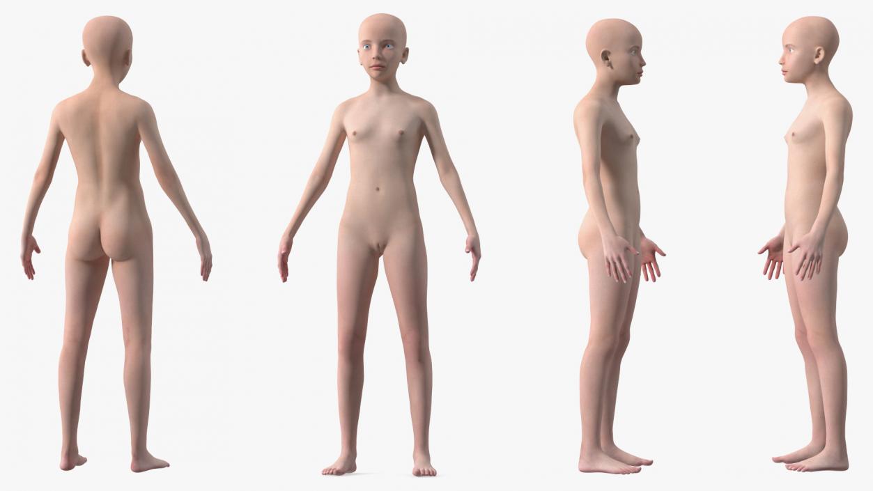 3D Complete Female and Kid Girl Anatomy Fur Collection