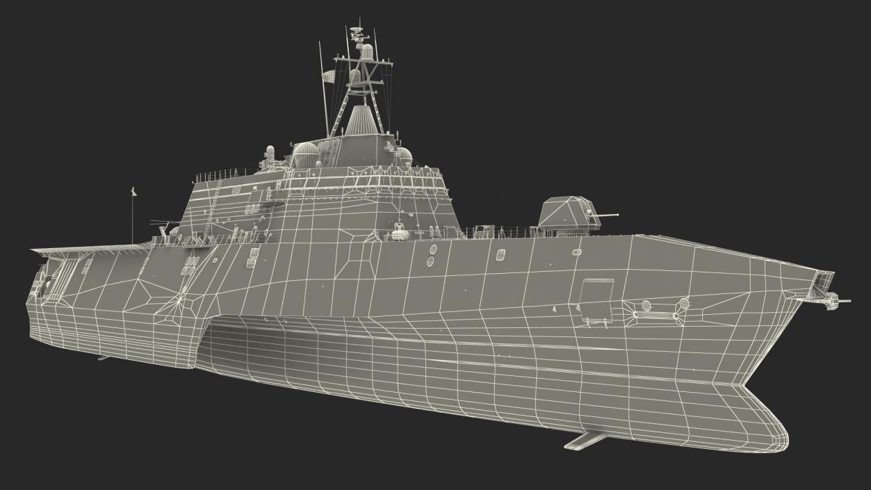 USS Independence LCS 2 with Combat Helicopter Rigged 3D