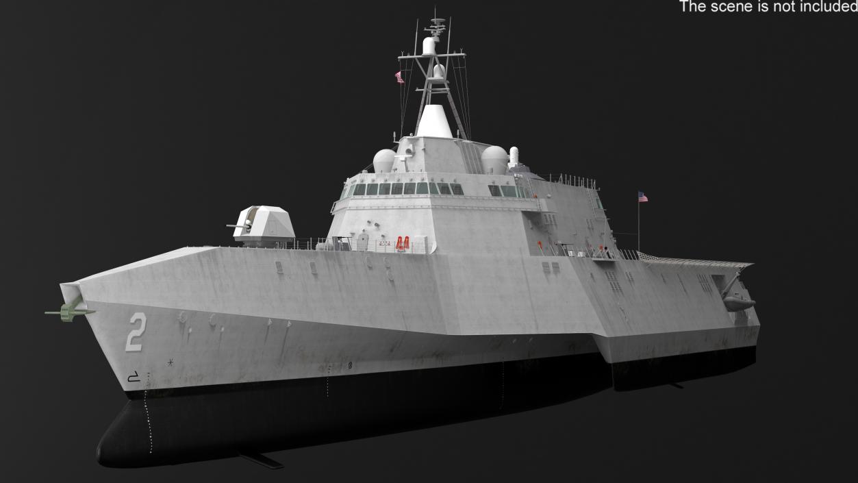 USS Independence LCS 2 with Combat Helicopter Rigged 3D