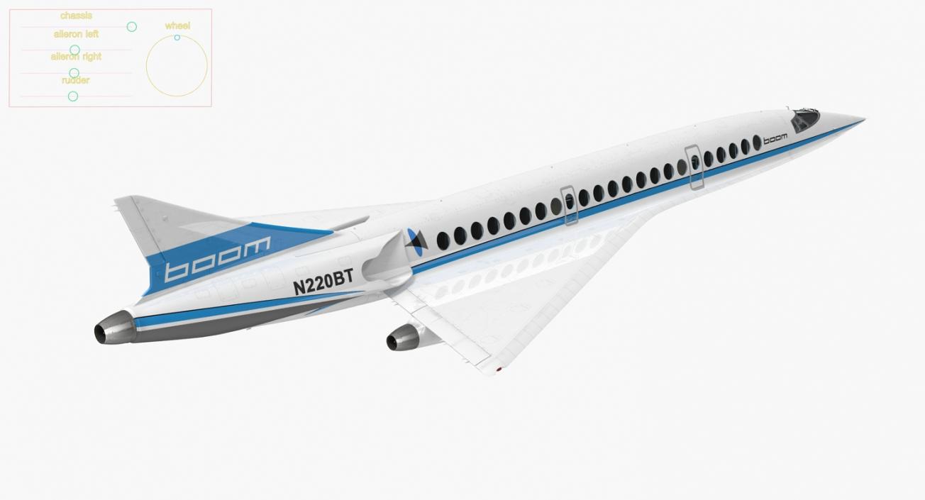 3D Boom Supersonic Jet Rigged