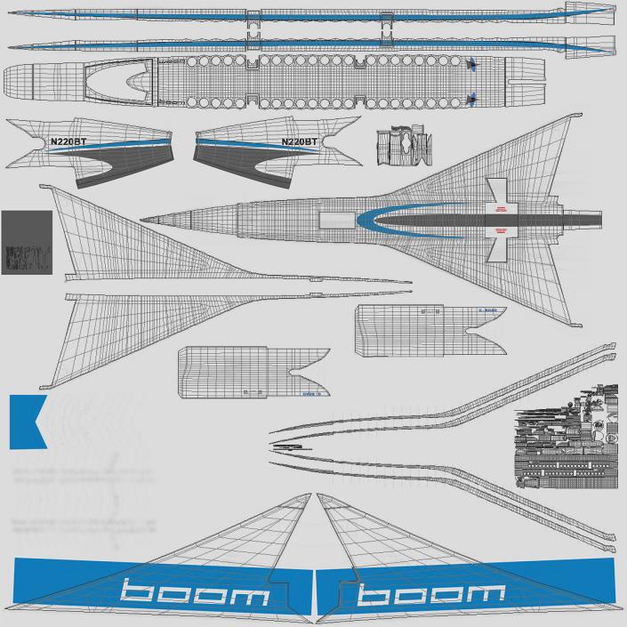 3D Boom Supersonic Jet Rigged