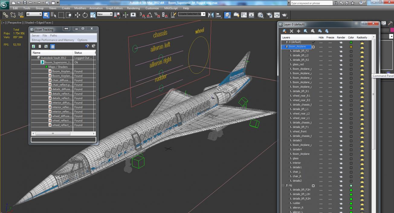 3D Boom Supersonic Jet Rigged