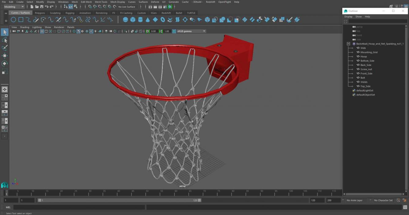 Basketball Hoop and Net Spalding 3D