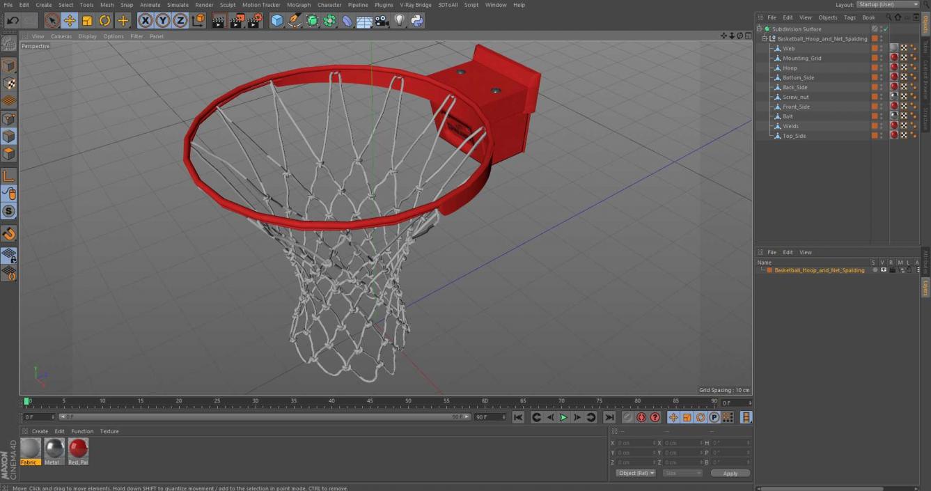 Basketball Hoop and Net Spalding 3D