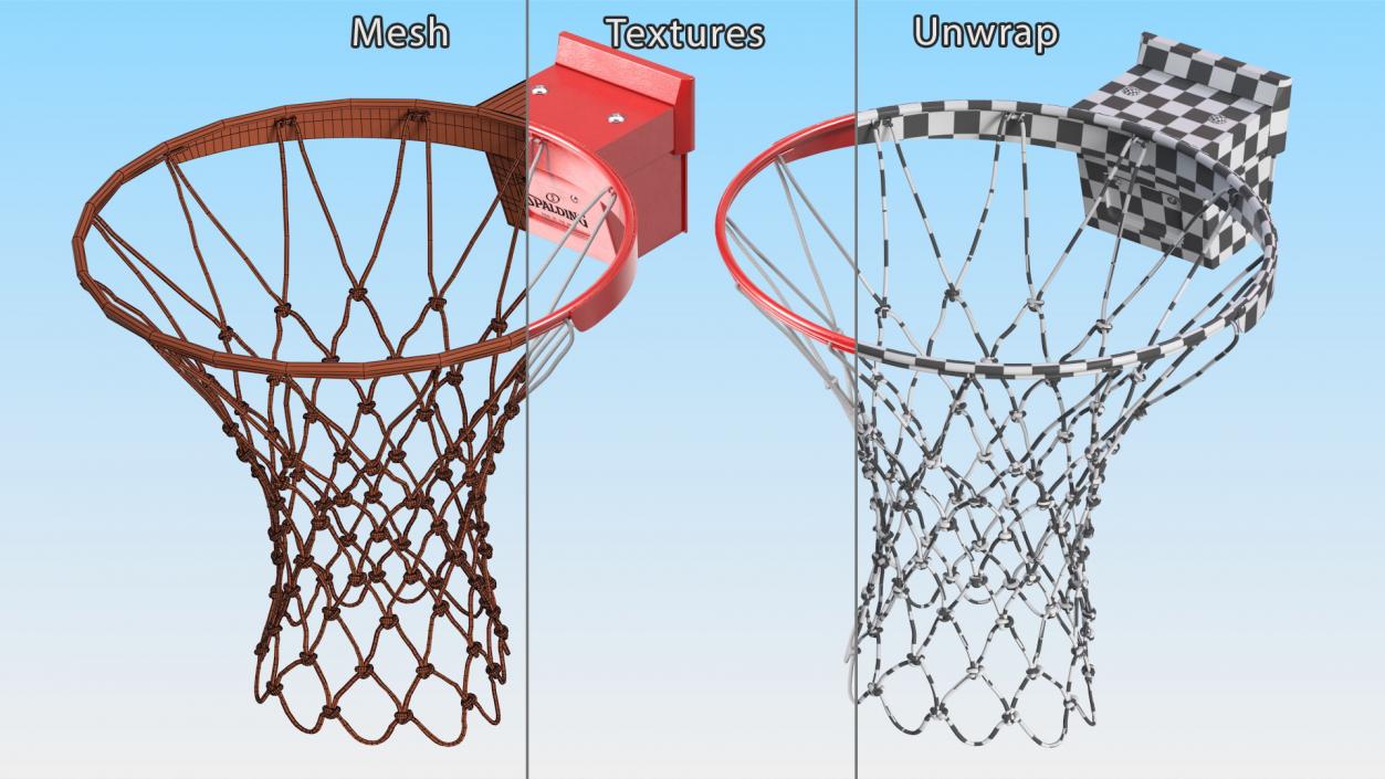 Basketball Hoop and Net Spalding 3D