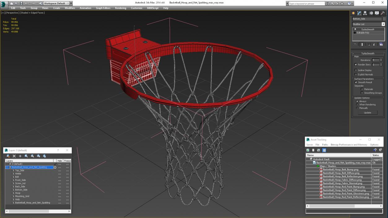 Basketball Hoop and Net Spalding 3D