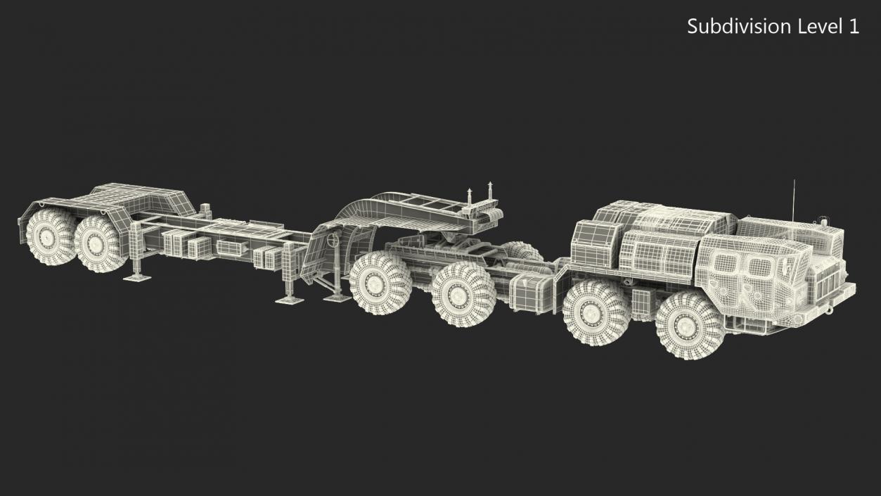 3D MAZ 7410 with Semi Trailer Camo Rigged model