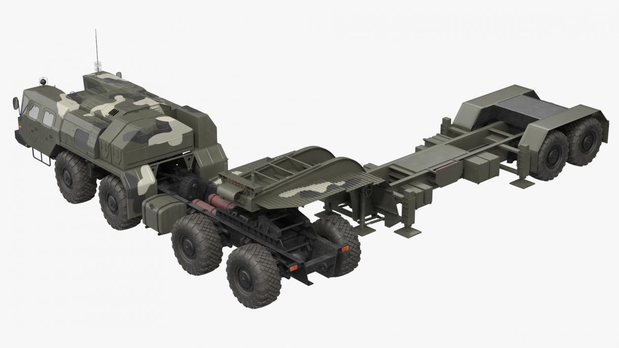 3D MAZ 7410 with Semi Trailer Camo Rigged model