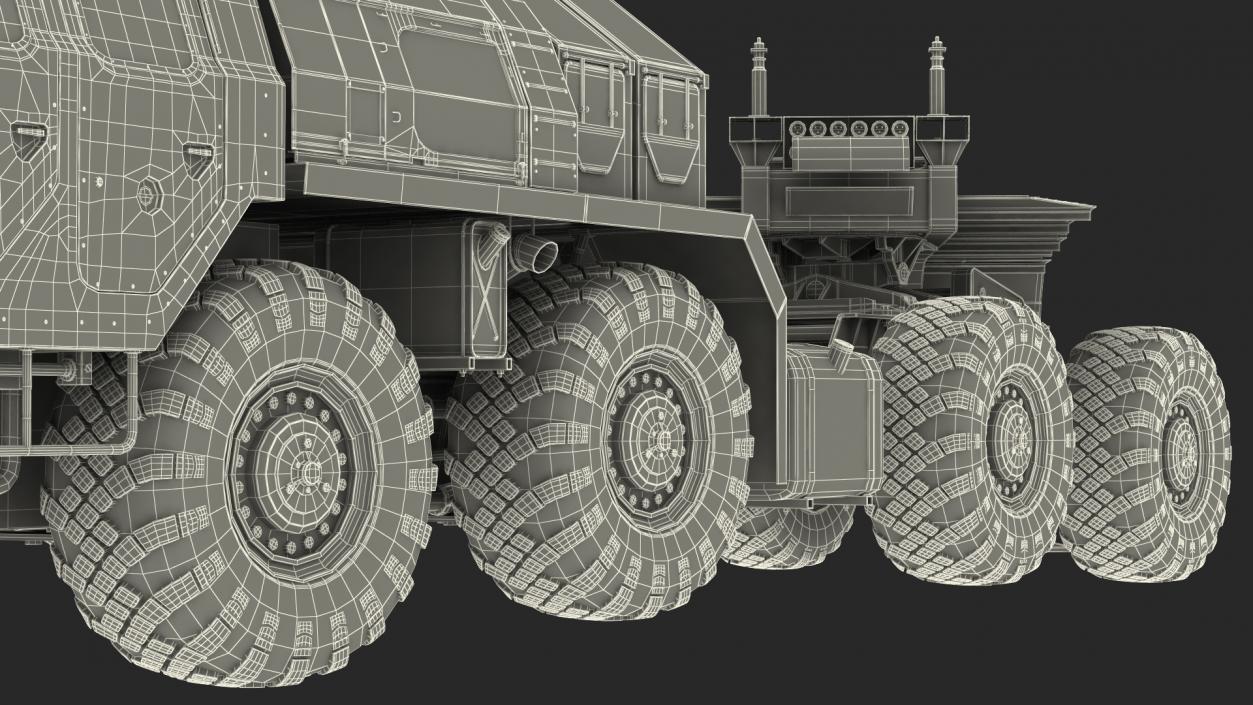 3D MAZ 7410 with Semi Trailer Camo Rigged model