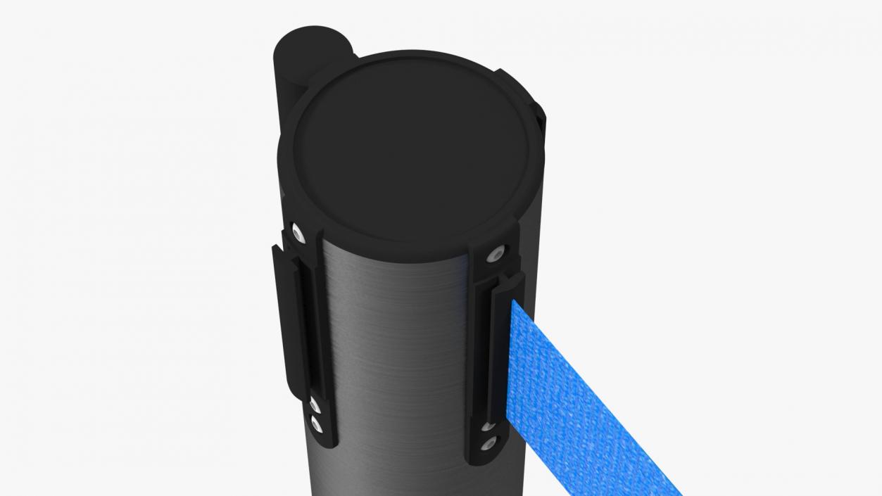 3D model Retractable Blue Belt Black Barrier Stanchion