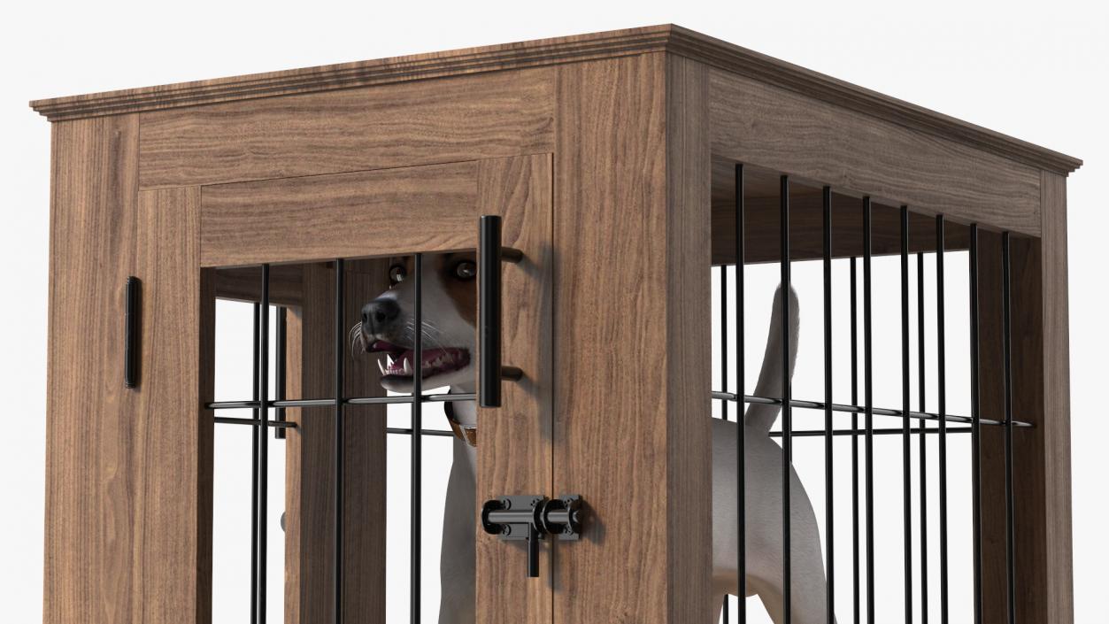 Furniture Dog Crate with Dog Fur 3D