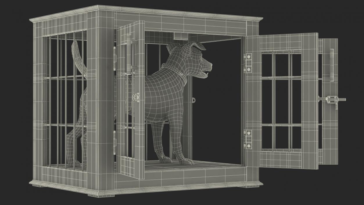 Furniture Dog Crate with Dog Fur 3D