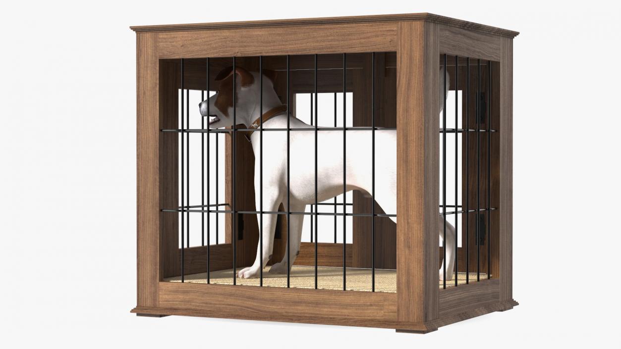 Furniture Dog Crate with Dog Fur 3D