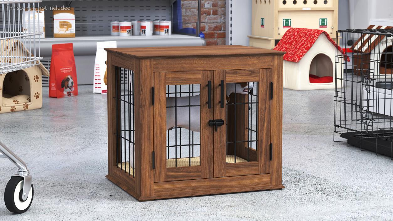 Furniture Dog Crate with Dog Fur 3D