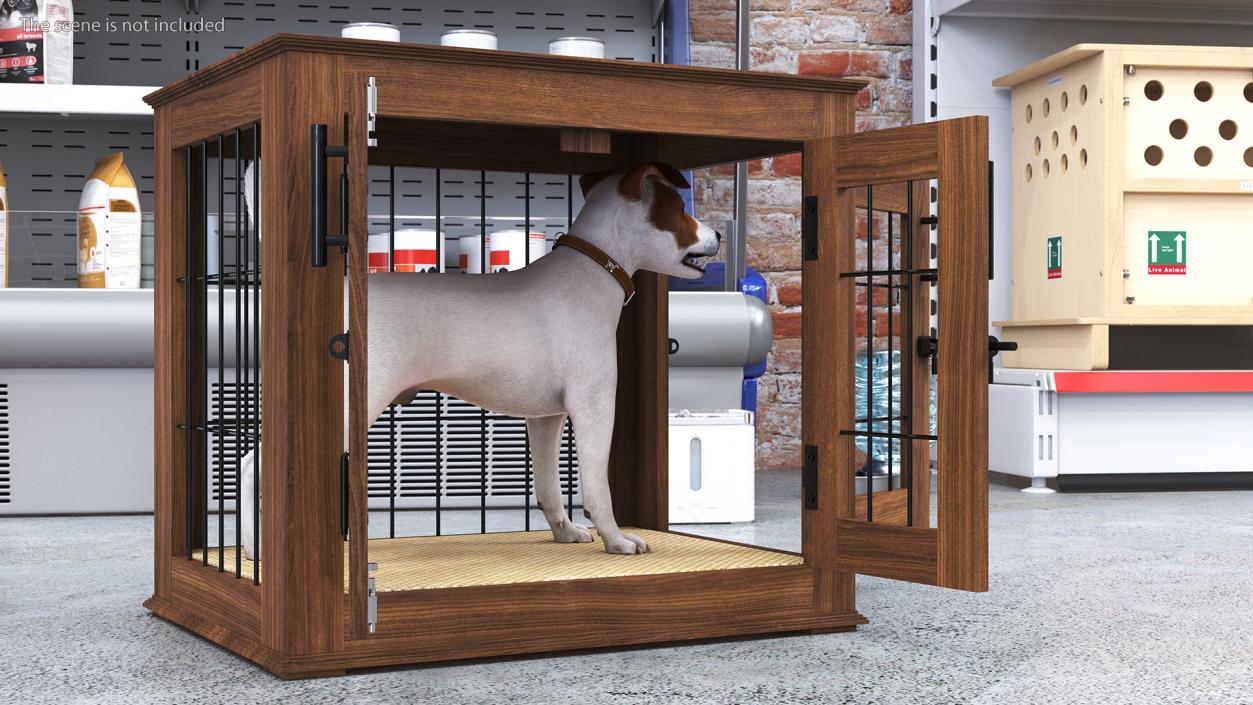 Furniture Dog Crate with Dog Fur 3D