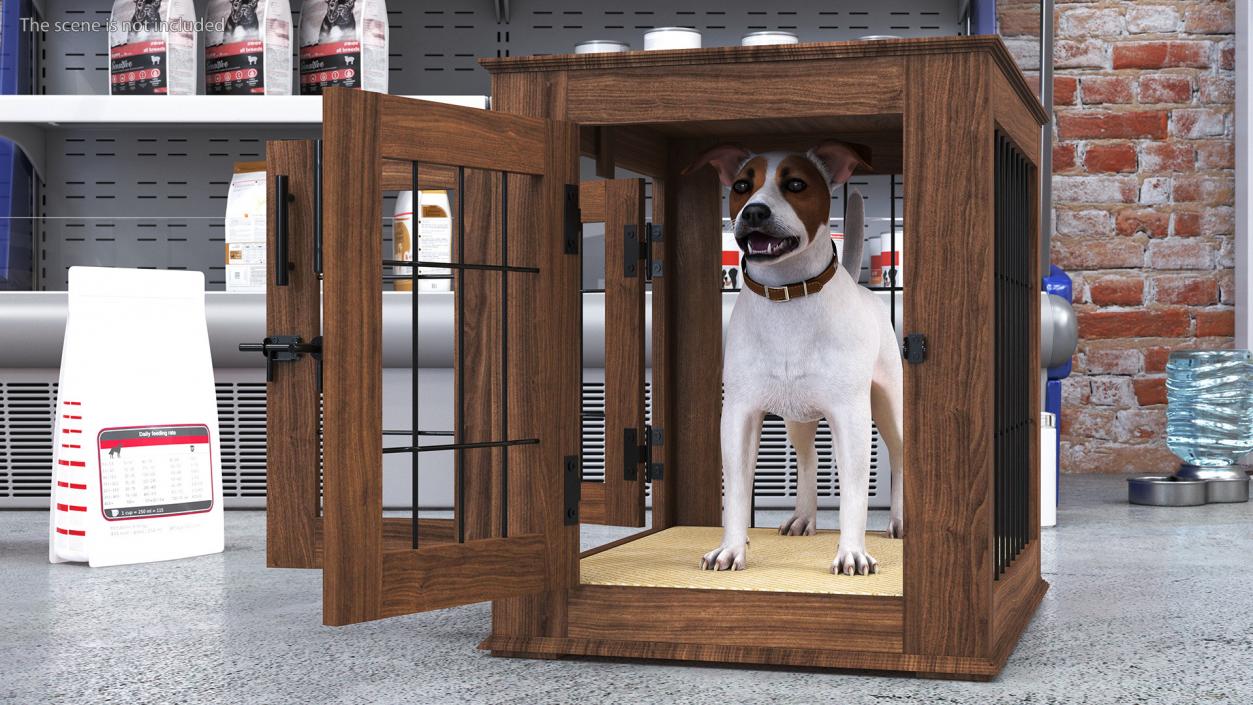 Furniture Dog Crate with Dog Fur 3D