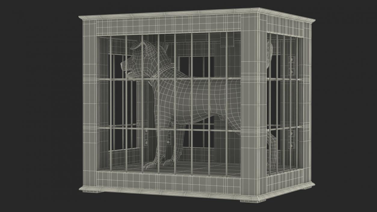 Furniture Dog Crate with Dog Fur 3D