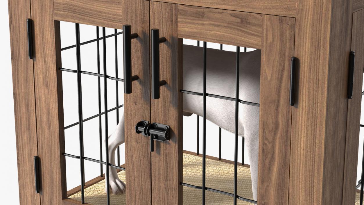 Furniture Dog Crate with Dog Fur 3D