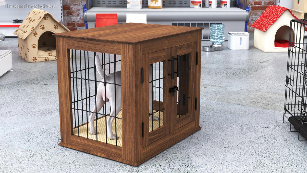 Furniture Dog Crate with Dog Fur 3D