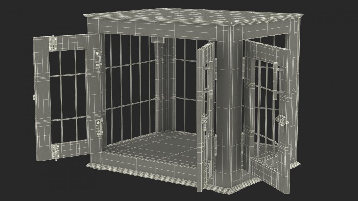 Furniture Dog Crate with Dog Fur 3D