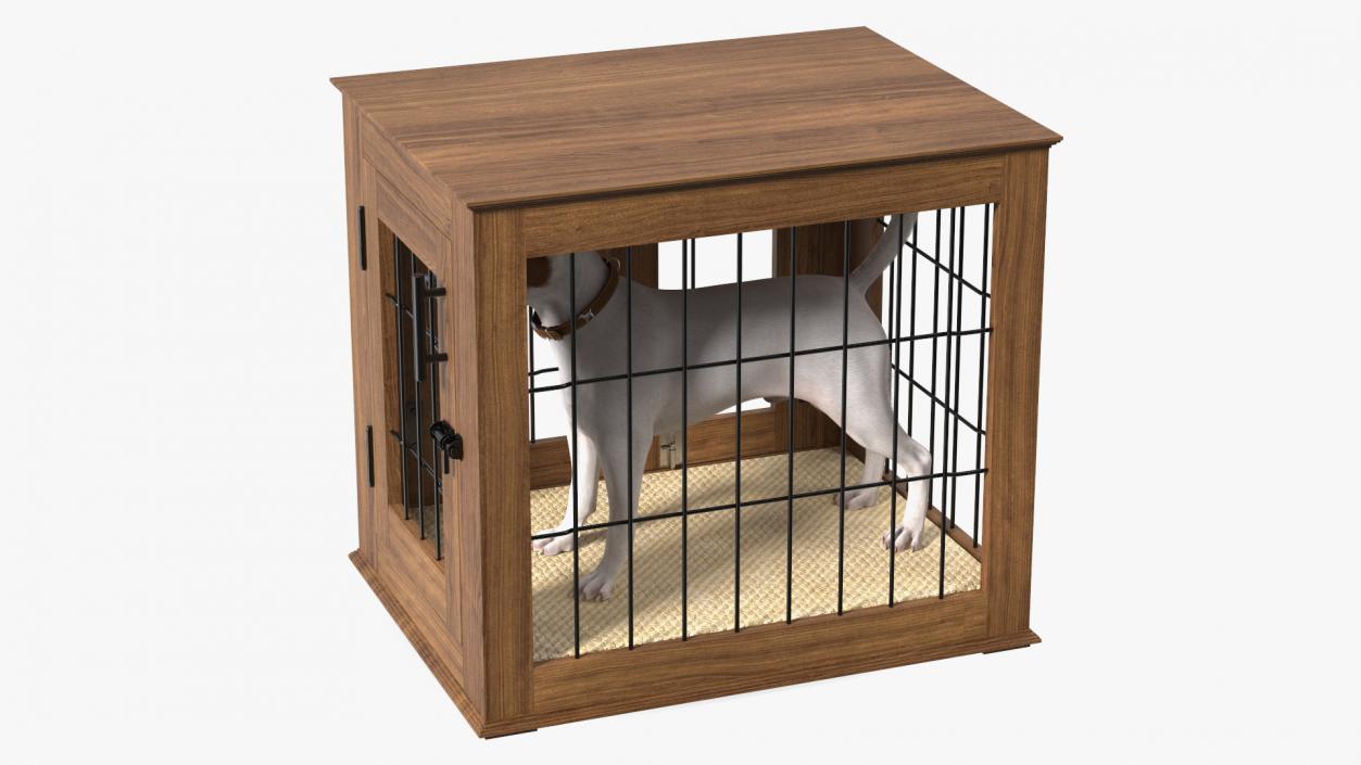 Furniture Dog Crate with Dog Fur 3D